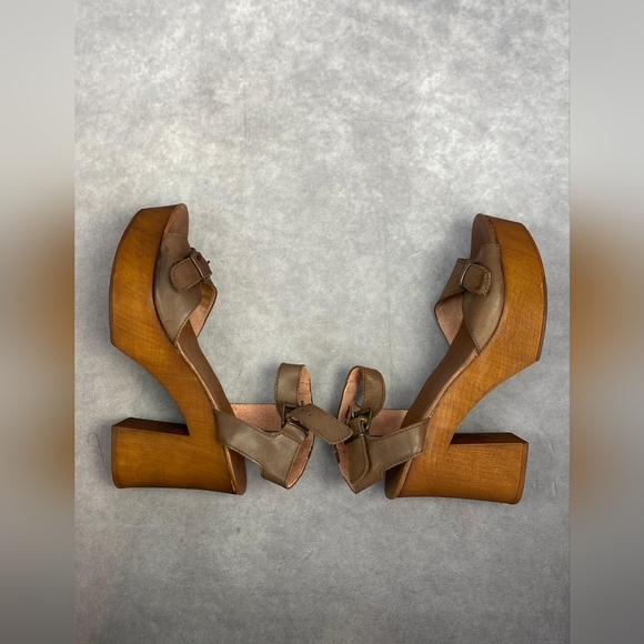 Musse & cloud wooden/leather platform heels Women's size 10 Made in Spain - Picture 5 of 12